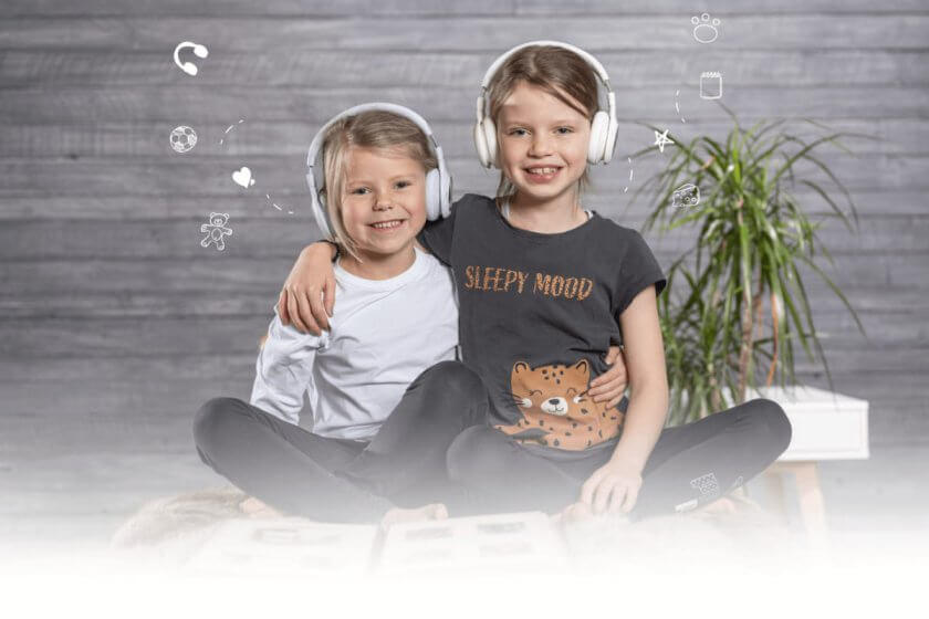 Two Kids with StoryPhones