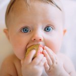 die 10 besten pädagogisch wertvollen Spielzeuge für dein Baby (Baby mit Bauklotz im Mund)