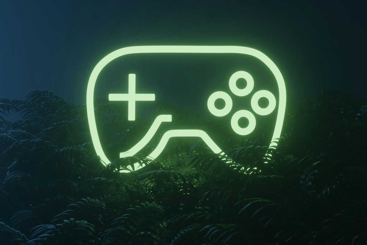 Altersverifikation bei Games & Apps – Wie sicher sind Kinder online wirklich? Leuchtendes Neon-Symbol eines Gaming-Controllers auf dunklem Hintergrund – Symbol für digitale Spielwelten und Jugendschutz online.